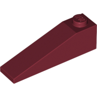 Lego kostka (kostička) 1x4x1 sklon (šikmá) 18°, tmavě červená (6335326, 6023330)